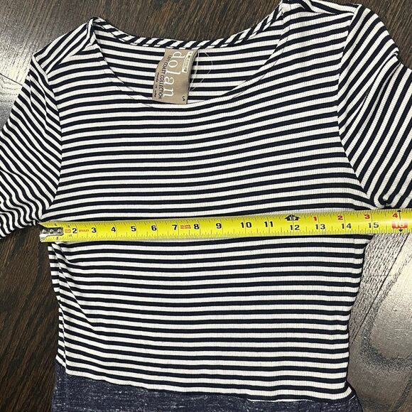 Anthropologie Dolan Dress Women’s Small Blue Mixed Stripe Wrap Left Coast - Picture 9 of 9